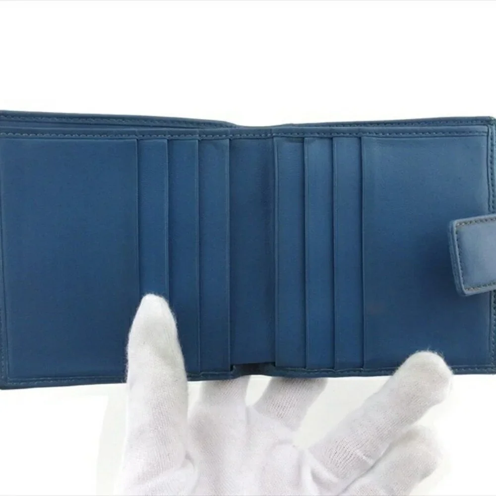 Dior Bifold Wallet Blue Green Silver Women Authentic secondhand